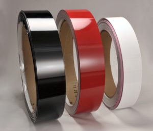 Black, red, and white aluminum coils