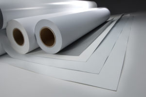 White banner media/material roll