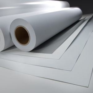 White banner media/material roll