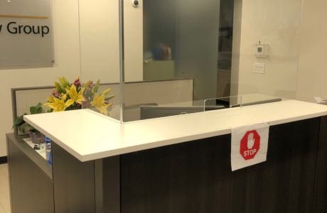 plastic fabricated custom reception desk barrier