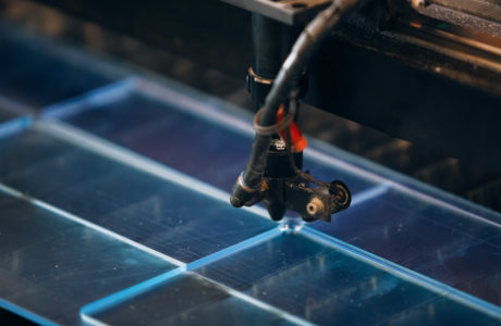 photo of laser cutting during plastic fabrication